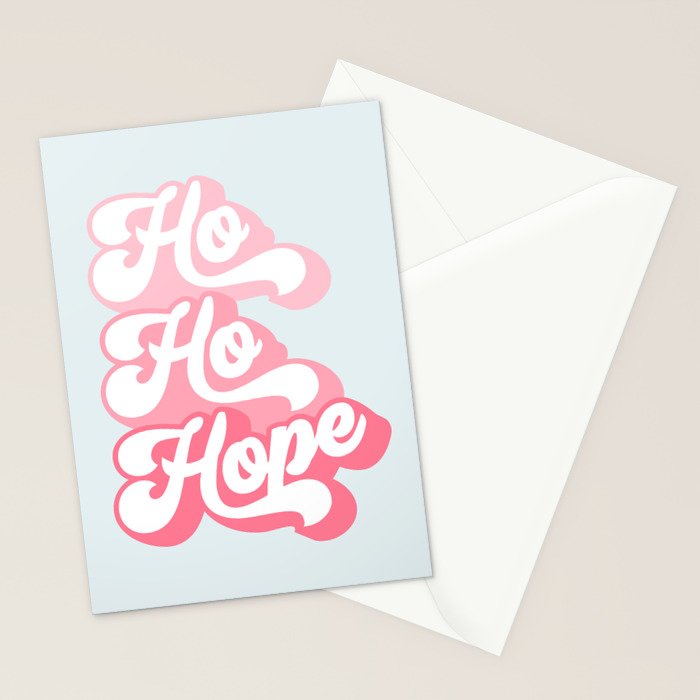 Retro Christmas Pun 'Ho Ho Hope' #positivevibes #Pink Stationery Card Gallery Image 2