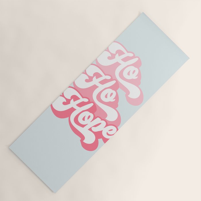 Retro Christmas Pun 'Ho Ho Hope' #positivevibes #Pink Yoga Mat Gallery Image 1