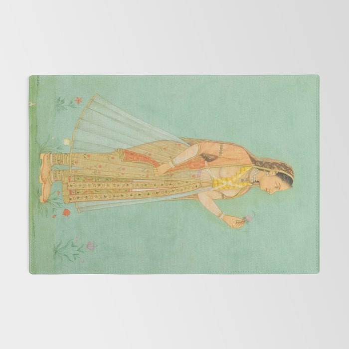 Artist Mughal Title Beauty Holding a Flower Place India Indian Miniature Painting  Rug Gallery Image 2