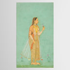 Artist Mughal Title Beauty Holding a Flower Place India Indian Miniature Painting  Tablecloth Gallery Image 2
