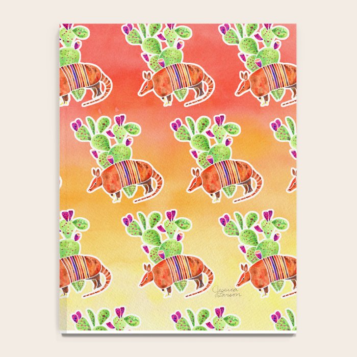 Armadillo and Cactus - Sunset Ombre Background Notebook Gallery Image 4
