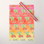 Armadillo and Cactus - Sunset Ombre Background Wrapping Paper Gallery Image 1