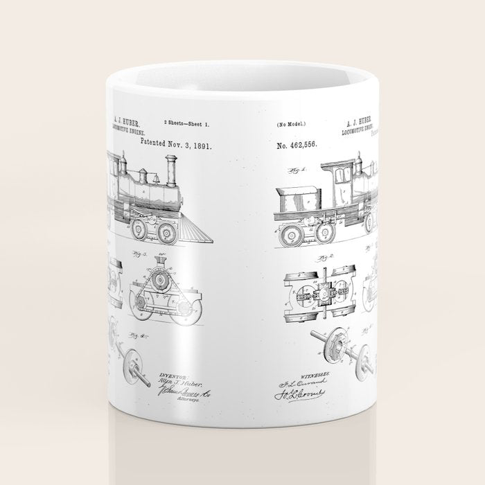 Train Locomotive Patent - Steam Train Art - Blueprint Coffee Mug Gallery Image 4
