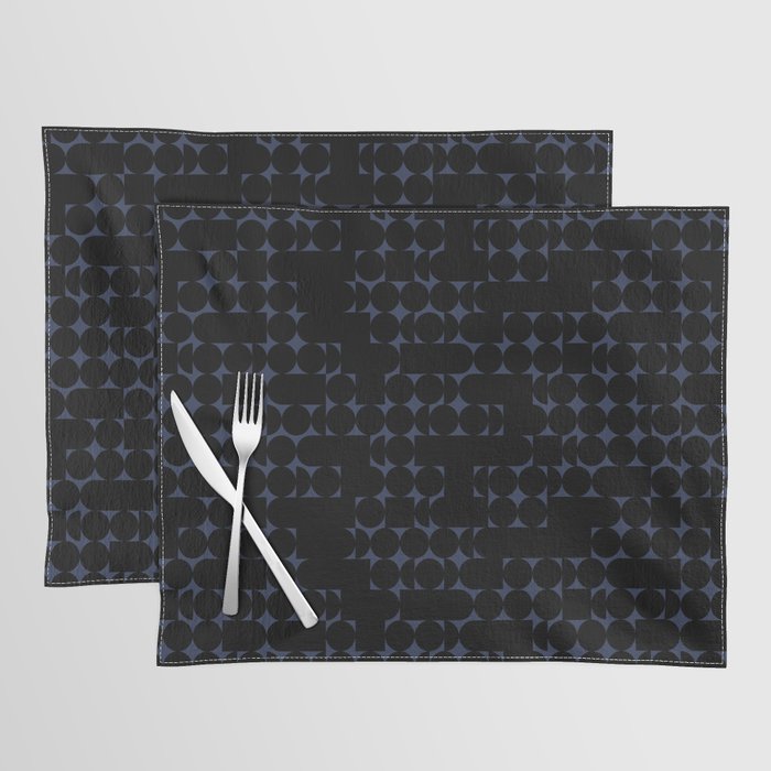Midcentury modern geometric 01 black Placemat Gallery Image 1