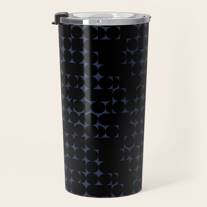 Midcentury modern geometric 01 black Travel Mug Gallery Image 3