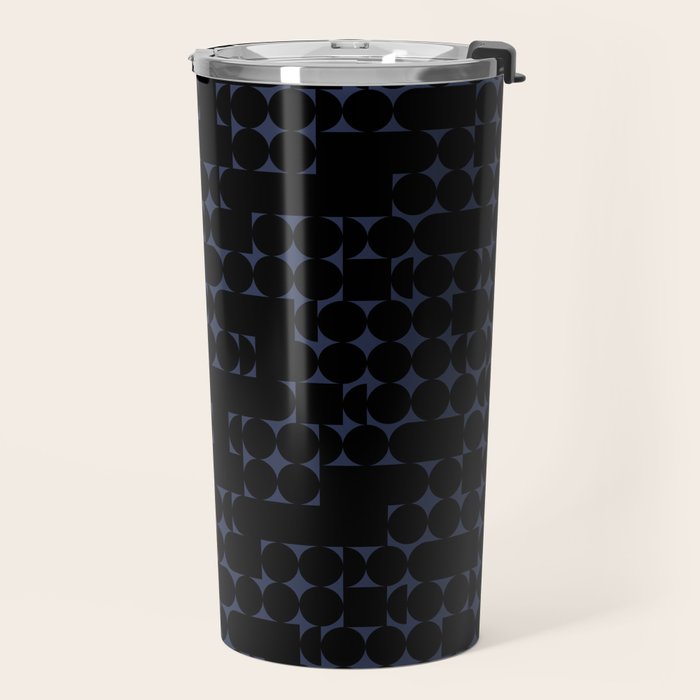 Midcentury modern geometric 01 black Travel Mug Gallery Image 2