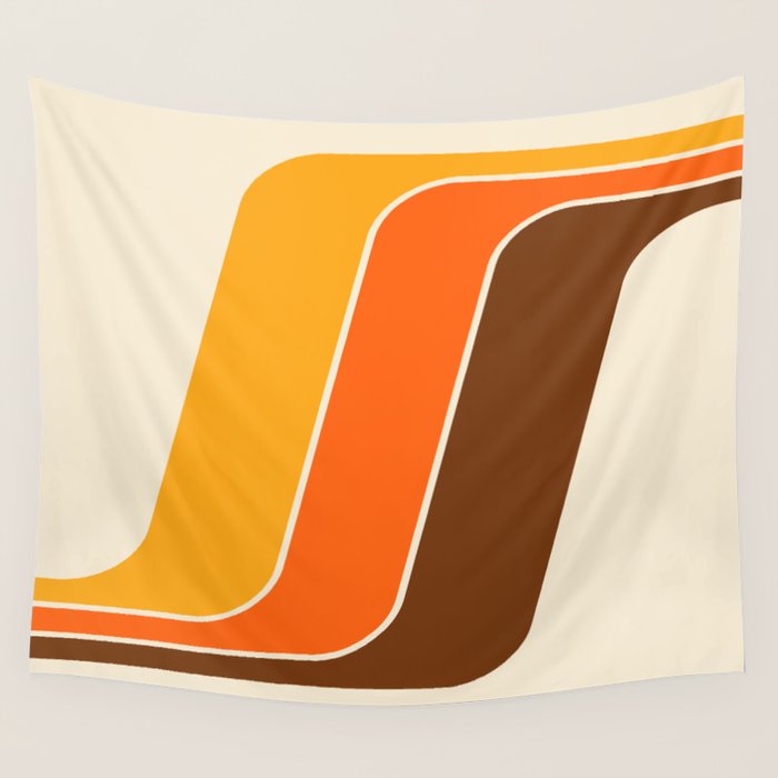 Retro 70s Stripe Colorful Rainbow 521 Wall Tapestry Gallery Image 1