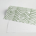 Boho, Abstract, Herringbone Pattern, Sage Green and White Wrapping Paper Gallery Image 2
