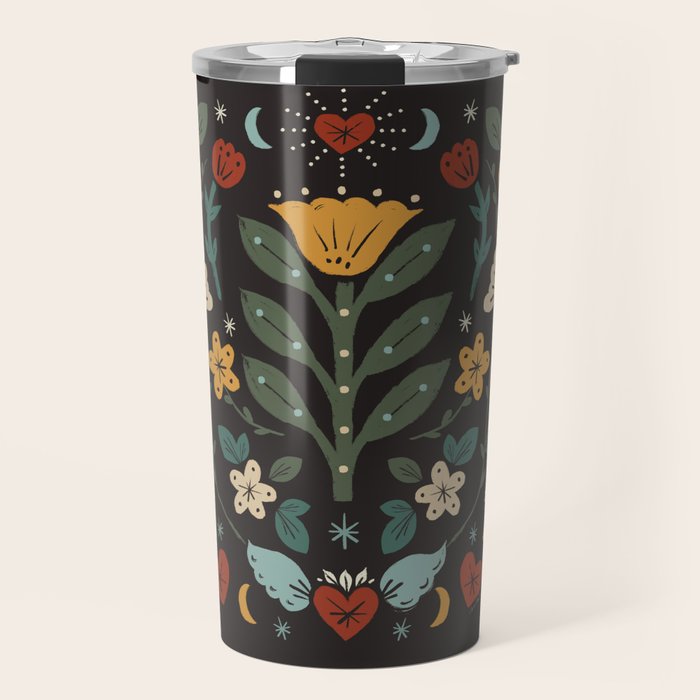 Folk Floral | Fall Colors Travel Mug Gallery Image 1