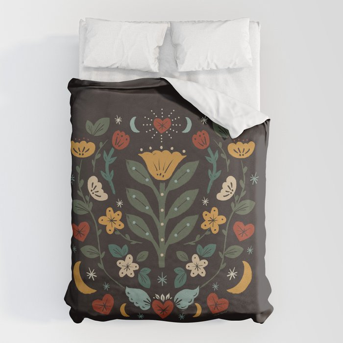 Folk Floral | Fall Colors Duvet Cover Gallery Image 6