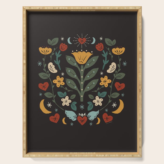 Folk Floral | Fall Colors Serving Tray Gallery Image 1