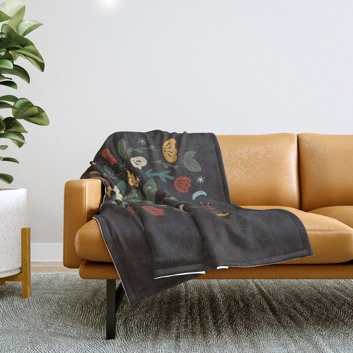 Folk Floral | Fall Colors Throw Blanket Gallery Image 1