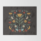 Folk Floral | Fall Colors Throw Blanket Gallery Image 2