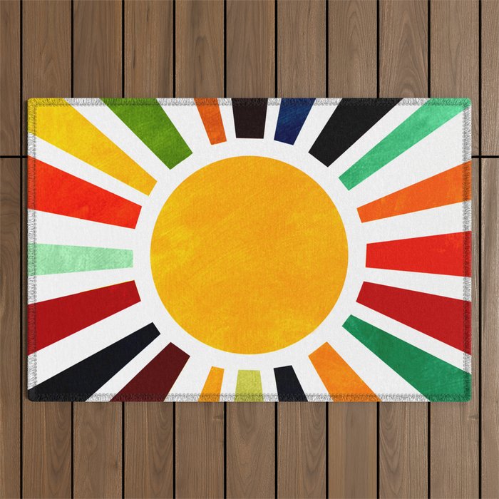 Sun Retro Art Outdoor Rug Gallery Image 1