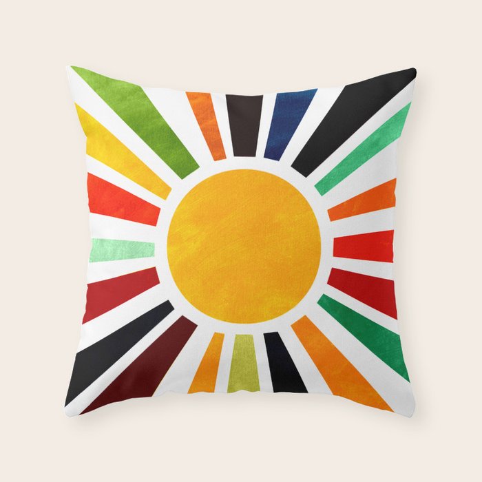 Sun Retro Art Throw Pillow Gallery Image 6