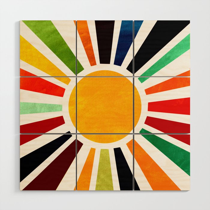 Sun Retro Art Wood Wall Art Gallery Image 1