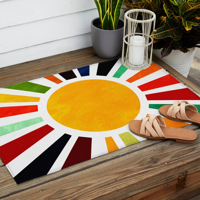 Sun Retro Art Outdoor Rug Gallery Image 2