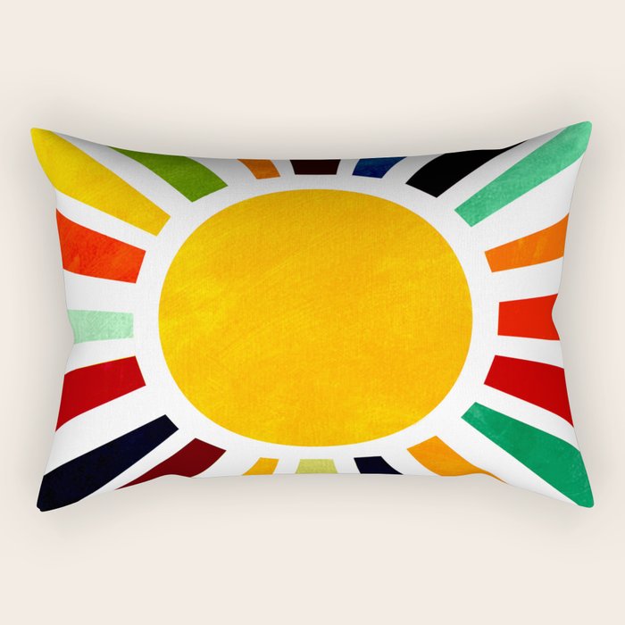 Sun Retro Art Rectangular Pillow Gallery Image 1