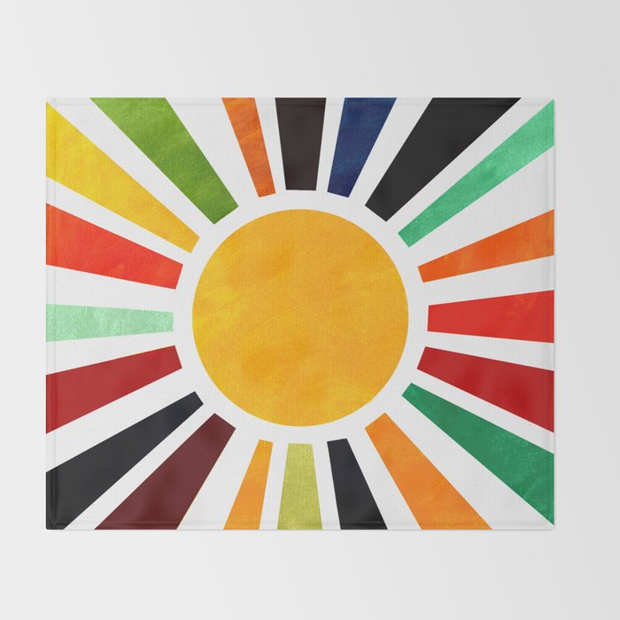 Sun Retro Art Throw Blanket Gallery Image 2