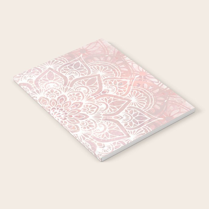 Mandala Yoga Love, Blush Pink Floral Notebook Gallery Image 2