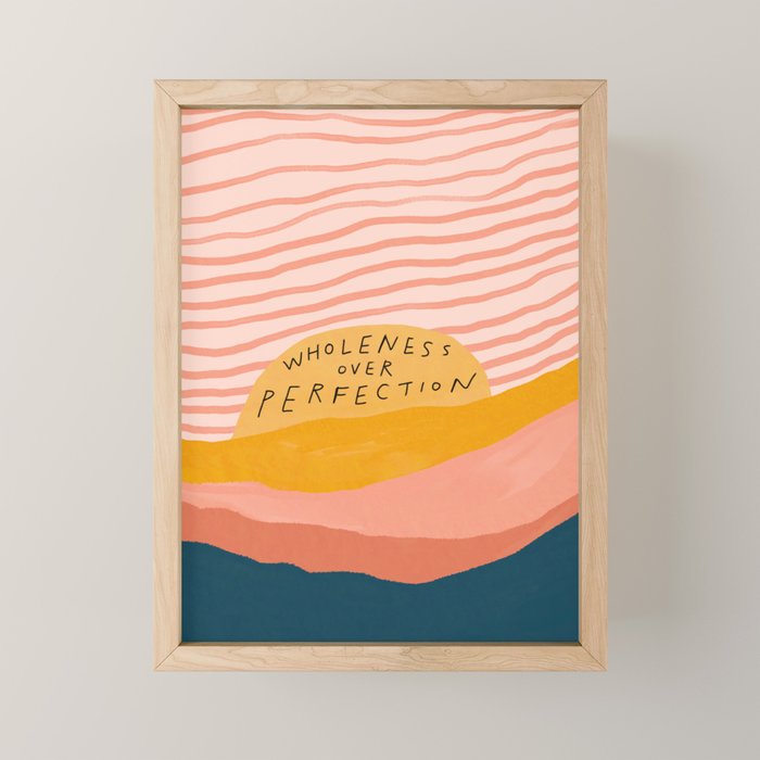 Wholeness Over Perfection | Waves Hand Lettering Design Mini Art Print Gallery Image 1