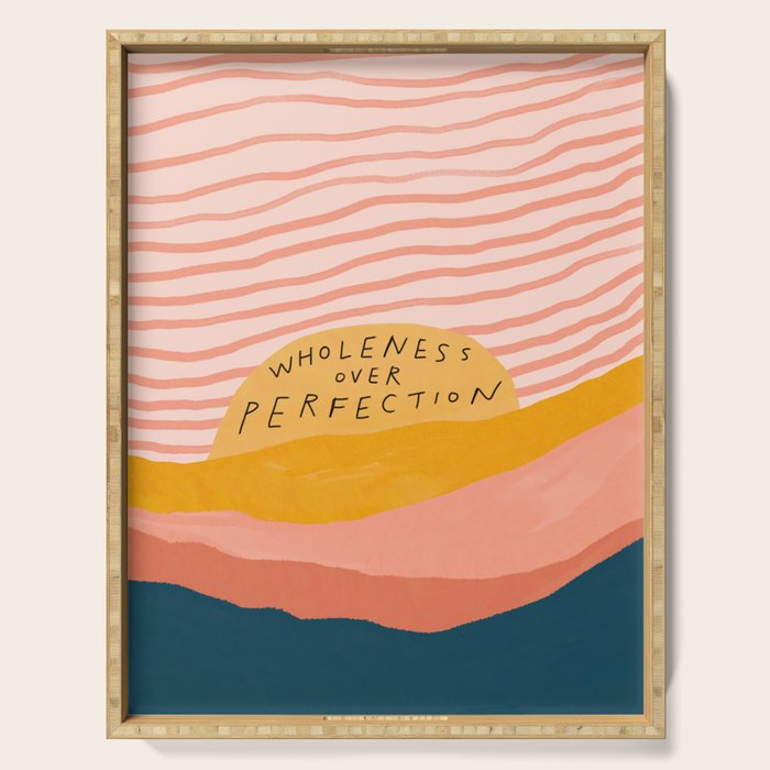 Wholeness Over Perfection | Waves Hand Lettering Design Serving Tray Gallery Image 1