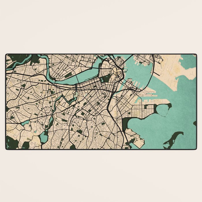 Boston City Map of the United States - Vintage Desk Mat Gallery Image 3