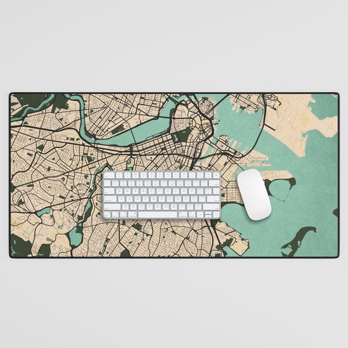 Boston City Map of the United States - Vintage Desk Mat Gallery Image 1