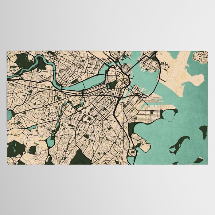 Boston City Map of the United States - Vintage Tablecloth Gallery Image 2