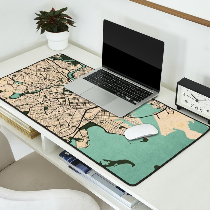 Boston City Map of the United States - Vintage Desk Mat Gallery Image 2