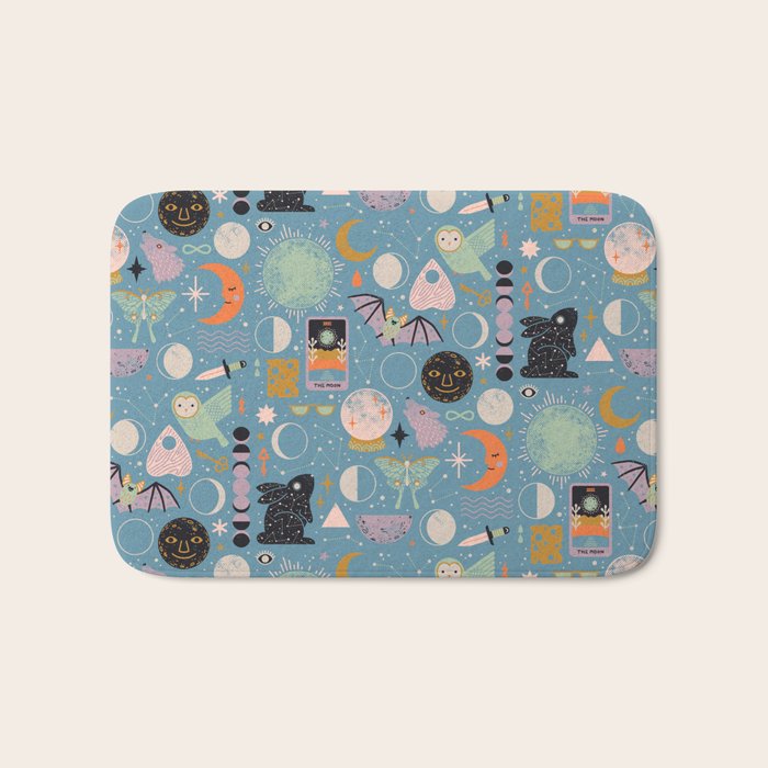 Lunar Pattern: Blue Moon Bath Mat Gallery Image 1