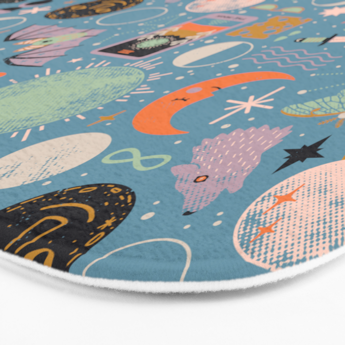 Lunar Pattern: Blue Moon Bath Mat Gallery Image 3