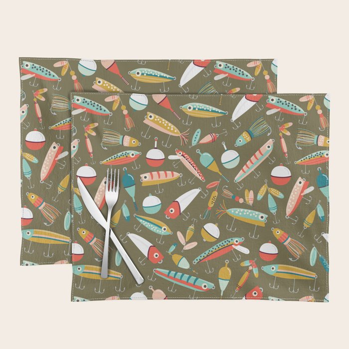 Fishing Lures Green Placemat Gallery Image 1