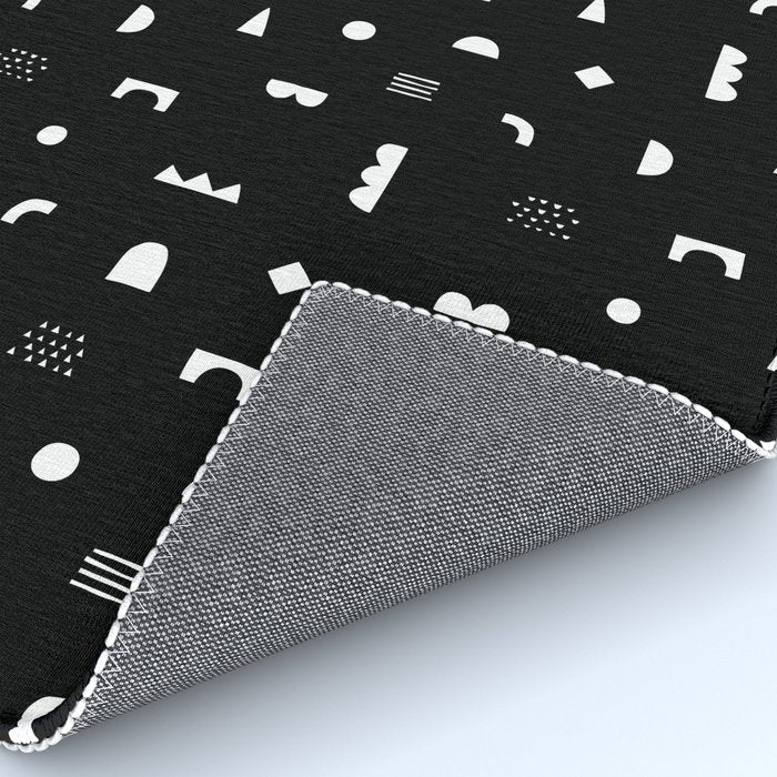Black and white abstract organic shape pattern Rug Gallery Image 4