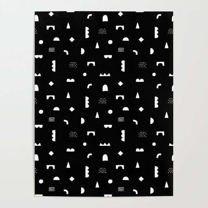 Black and white abstract organic shape pattern Poster Gallery Image 4