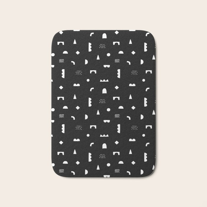 Black and white abstract organic shape pattern Bath Mat Gallery Image 1