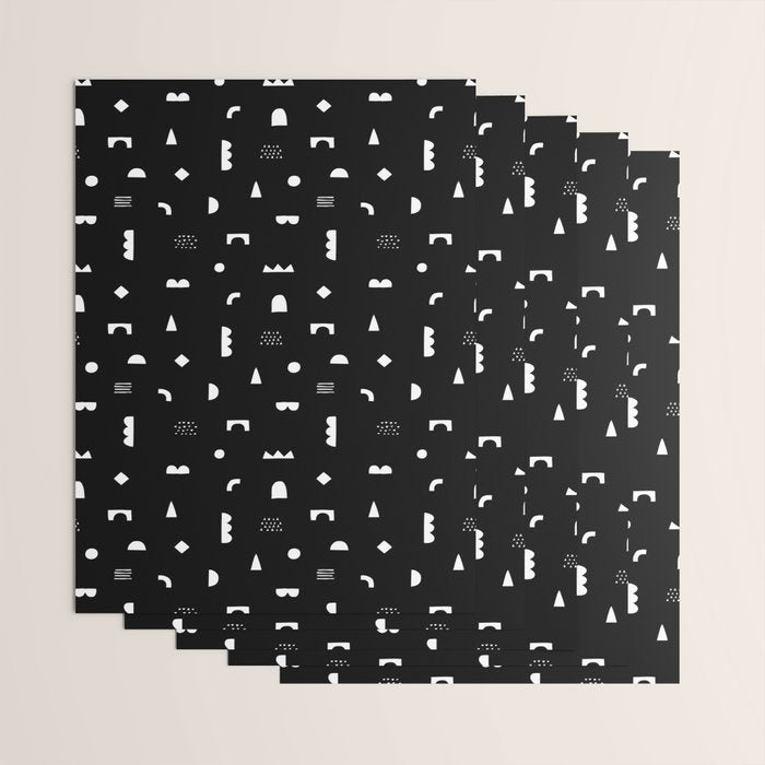 Black and white abstract organic shape pattern Wrapping Paper Gallery Image 3