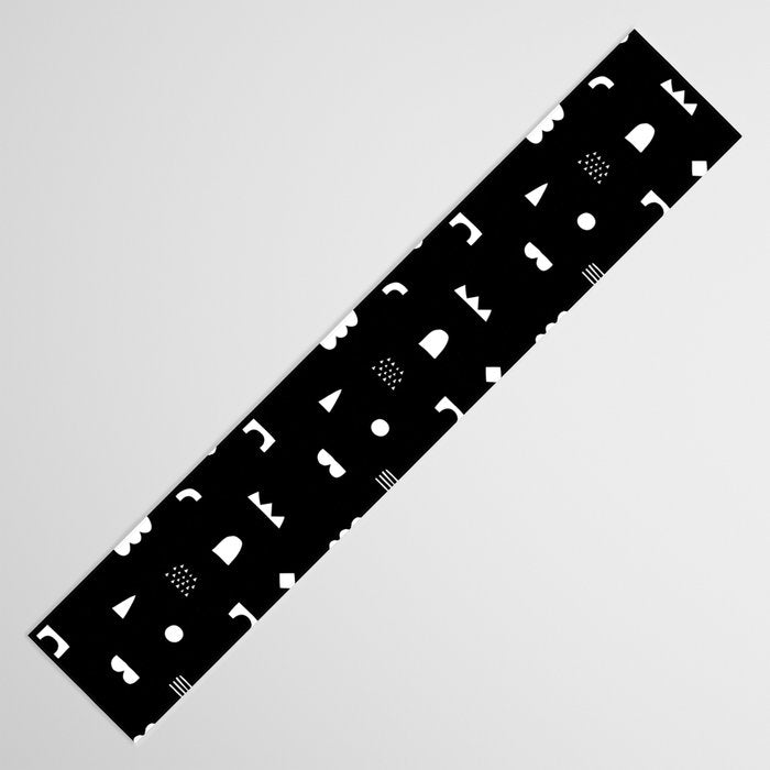 Black and white abstract organic shape pattern Table Runner Gallery Image 3