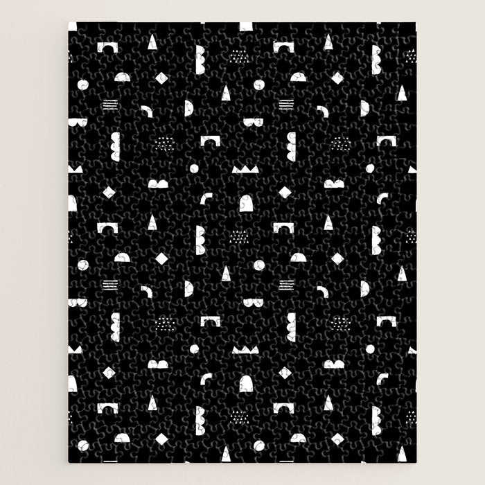 Black and white abstract organic shape pattern Jigsaw Puzzle Gallery Image 1