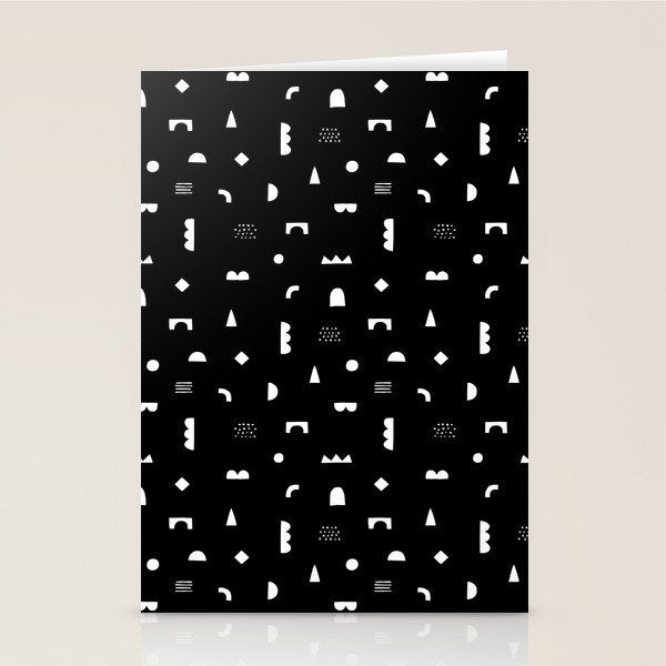 Black and white abstract organic shape pattern Stationery Card Gallery Image 1
