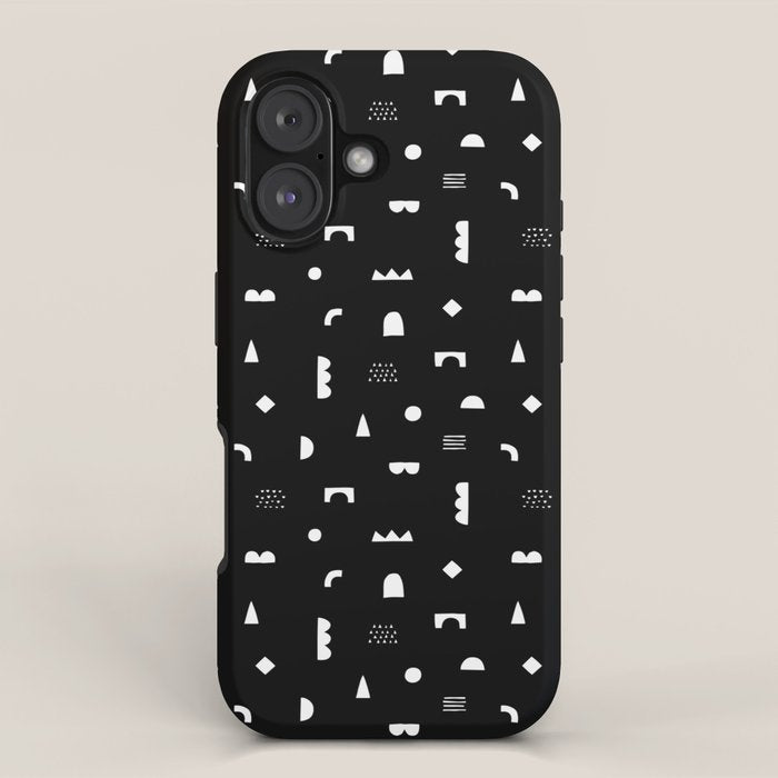 Black and white abstract organic shape pattern iPhone Case Gallery Image 1