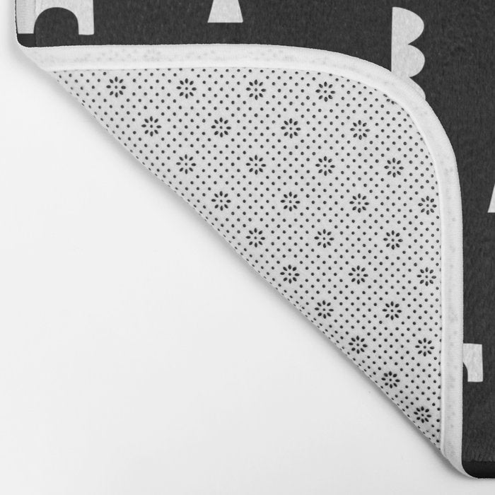 Black and white abstract organic shape pattern Bath Mat Gallery Image 2