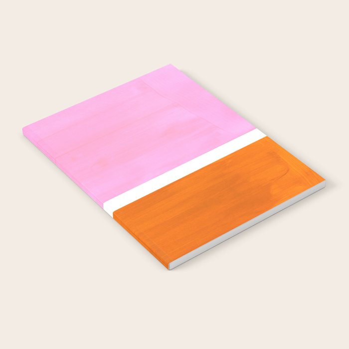 Pastel Neon Pink Yellow Ochre Mid Century Modern Abstract Minimalist Rothko Color Field Squares Notebook Gallery Image 2