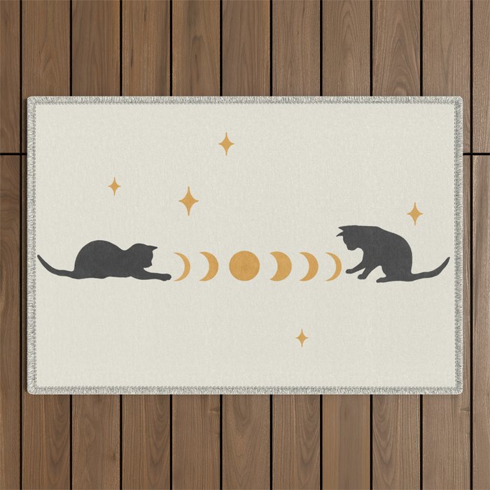 Cat and Moon 3 Outdoor Rug Gallery Image 1