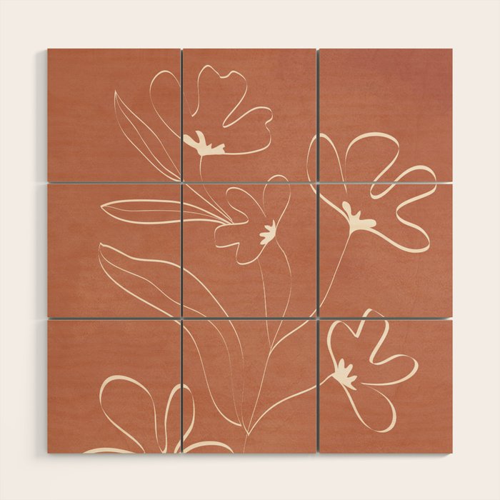 Little Flower Outline on Clay 03 Wood Wall Art Gallery Image 1