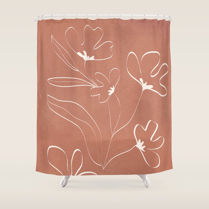 Little Flower Outline on Clay 03 Shower Curtain Gallery Image 1