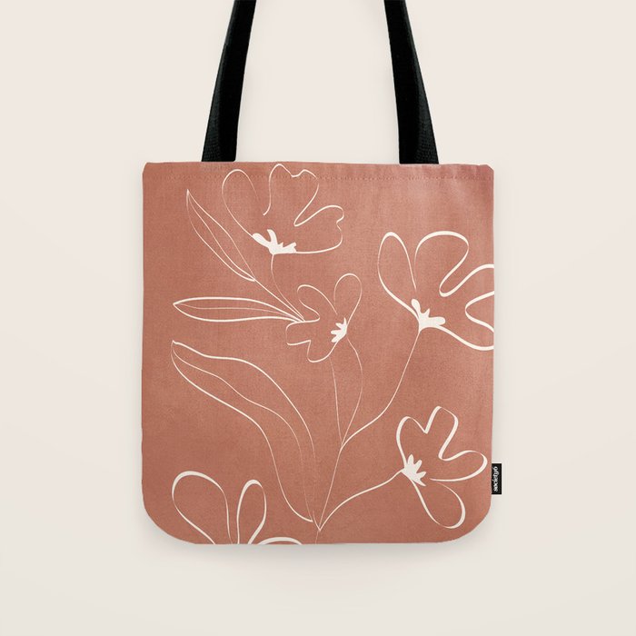 Little Flower Outline on Clay 03 Tote Bag Gallery Image 1