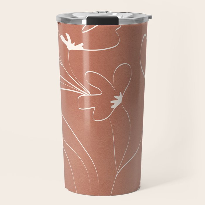 Little Flower Outline on Clay 03 Travel Mug Gallery Image 1