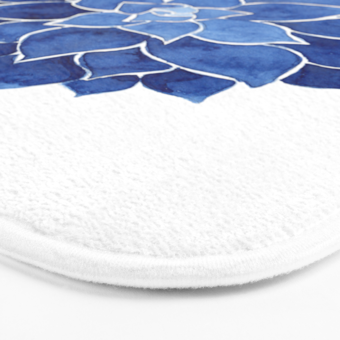 Indigo Succulent |  Watercolor Painting Bath Mat Gallery Image 3