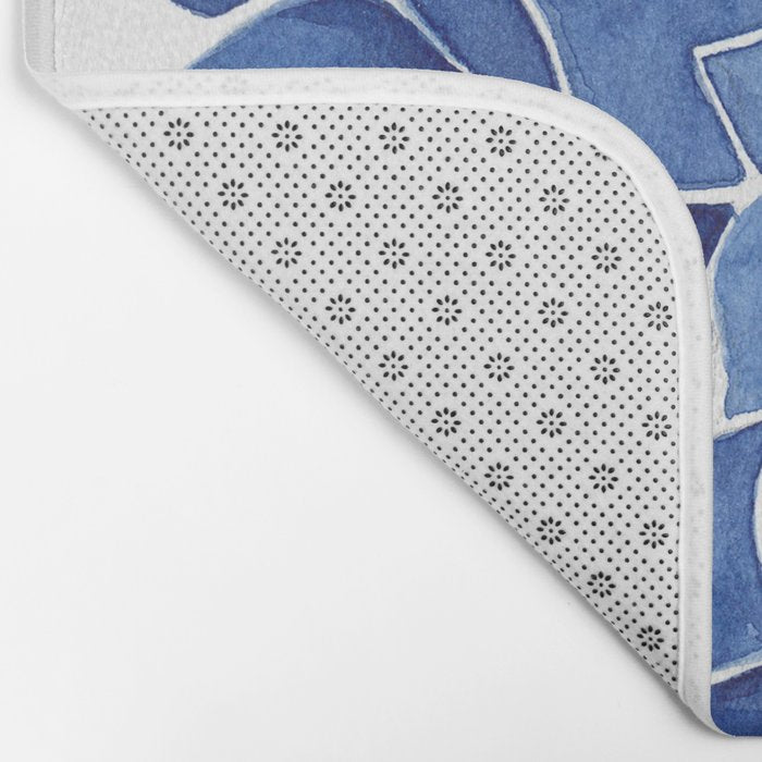 Indigo Succulent |  Watercolor Painting Bath Mat Gallery Image 2